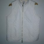 Chico's  2 L Reversible Quilted Zip Front Vest in White and Gold Peach Plaid Photo 12