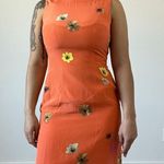 90s Casual Corner‎ Sleeveless 100% Silk Orange Sheath Dress Floral Retro Mini Size 2 Photo 0