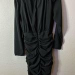 EXPRESS 🆕 Black Long Sleeve Elegant Design Wrap Flower Rouched Dress S🆕 Photo 8