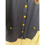 Y2K Chaus Navy 100% Cotton Cardigan Nautical Crest PREPPY Gold Buttons L Blue Size L Photo 1