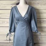 Lulus Dusty Blue Open Back V Neck A-Line Mini Dress Photo 0