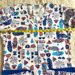 UA Scrubs Patriotic Summer 5 Pocket S Small Scrub Top USA Americana White Photo 4