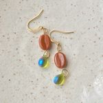 Handmade quality Czech glass beads coffee chic fairy boho vintage funky style dangle earrings☕️🌿✨ Photo 2