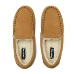 Lands End Women's Fuzzy Lined Suede Moccasin Slippers Size 7 Brown Photo 0
