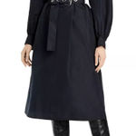 Lafayette 148 New York Porter Belted Dress Medium Long Sleeve Collared Black Photo 0