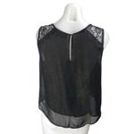 ASTR Women's Black Metallic Shimmer Chiffon Lace Sleeveless Blouse Top Size M Photo 1