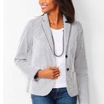 Talbots  Aberdeen Blazer Size 6 Piped White Navy Stripes Nautical Jacket Preppy Photo 0