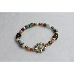 Source Unknown Unique Snazzy Faux Turquoise Flower Gold Tone Beaded Stretch Like New Bracelet Photo 2