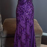 Women’s Purple Mermaid Fit Prom Party Dress Sparkly Sequins Lace Up Back Size 4 Photo 0