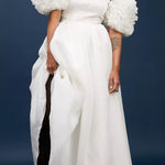 Free People  Selkie Mes Demoiselle Off Shoulder Puffy Flower Gown Maxi Dress XS Photo 0