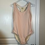 Roolee  Orange White Stripe Scoop Neck Swimsuit Keyhole Back Size XL EUC #0692-AZ Photo 1