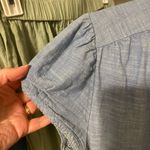 Gap Chambray Denim Short Cap Sleeve V Neck Wrap Light Blue Midi Dress Size 10 Photo 3