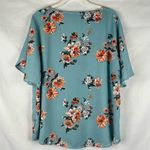 Sandy & Sid  Blue Floral V-neck Blouse XL Photo 2