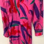 Flora Kung Vintage Silk Jacquard Floral Print Faux Wrap V Neck Midi Dress Pink Size 4 Photo 13