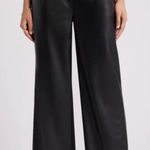 Loft Faux Leather Wide Leg Pants Black Pleated Trousers NWT Size 12 Photo 0