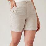 Athleta Voyager Linen Bermuda Shorts Oatmeal Size 8 Coastal Breathable Summer Photo 0