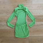 Blanc  - Open Back Long Sleeve Ribbed Dress in Green Photo 1