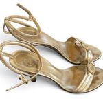 Versace Authentic y2k 2000's vtg. Gold‎ Logo  Strappy heels size 6/36. Photo 0