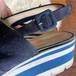 Italian Clorinda Antinori Boutique Women's Navy Suede slingback platform sandals Blue Size 8 Photo 6