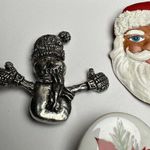 Santa Claus, Poinsettia, Snowman, Stocking Christmas Holiday Brooch Pin Lot Of 4 Photo 3