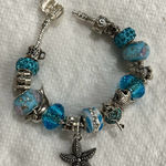 Beach Theme Starfish Dolphin Sea Turtle Charm Bracelet Blue Photo 0
