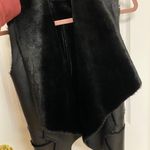 Black faux Leather And Fur Vest Photo 0