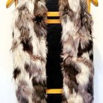 Almost Famous Fur Vest Knit Back Black Grey White Photo 0
