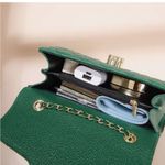 Vegan Quilted Textured Flap Crossbody Bag Green Photo 3