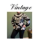 Vintage Kitty Hawk Vivian Wang black and floral sweater with faux pearl beads Photo 2