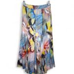 Anthropologie A-Line satin feel vibrant colorful Watercolor midi skirt Size 0 P Photo 2