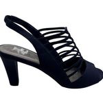 Impo Size 6.5 Strappy Navy Blue Peep-Toe Heels With Slingback Stiletto Heel Photo 3