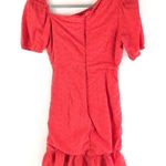 Peach Love California Dress Asymmetric Neck Embroidered Ruffle Ruched Orange M Photo 1