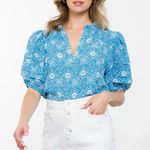 THML  Blue and White Patterned Blouse Photo 1