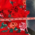 Torrid  Red Floral Flutter Sleeve Lace Up Neck Dress Size 3X Plus EUC Photo 6