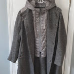 Wool Bogner Gray Hooded Coat Size 6 Photo 0