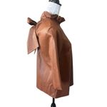Tuckernuck  Faye Faux Leather Cognac Top Ruffle Collar Womens NWT XSMALL Photo 1
