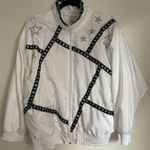 Lavon Vintage Windbreaker Zip Jacket Womens 90s Black White Silver Stars Size M Photo 0