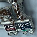 Locomotive Circus Train Pin Brooch Elephant Bear or Dog Giraffe Silver Tone Photo 14