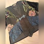 Floral Kimono Jacket with Embroidered Details Black Photo 1