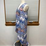 BCBGMAXAZRIA  Blue Printed Multi Zig Zag Ombre Asymmetrical High Low Dress Photo 6