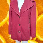 Calvin Klein Burgundy Wool Blend Peacoat Classic Button Front Winter Coat Size 4 Photo 8