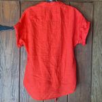 Lauren RL Red Linen Roll S/S Sleeve Button Up Tie Front Shirt Size S Photo 1