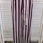 Forever 21  Velour Wide Leg Jumpsuit Burgundy/White Stripes-Medium Photo 2