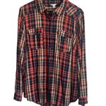 Cato Women Top 18/20W Orange Plaid Button Up Rayon Muted Tones Western Cowgirl Photo 0