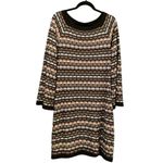 Laundry by Shelli Segal Laundry Shelli Segal Wool Metallic Neutral Knit Stripe Long Sleeve Sweater Dress Photo 1