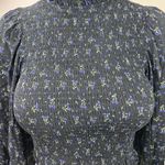 Olivaceous Women's Black Floral Print Smocked Long Baloon Skeeves Crop Top Sz S Photo 2
