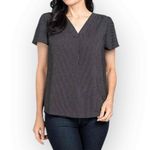 Hilary Radley Black and White Polka Dot V-Neck Blouse Size M Photo 1