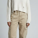 Forever 21 Women’s Chunky Knit distressed open knit v-neck oversized cropped sweater Large Photo 0