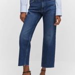 Mango Womens Havana Straight Leg Jeans Sz 1 Dark Wash Button Fly Raw Hem Photo 3