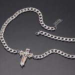 Link Chain Cross Necklace for Men Women Unisex Hip Hop Style Silver Photo 3